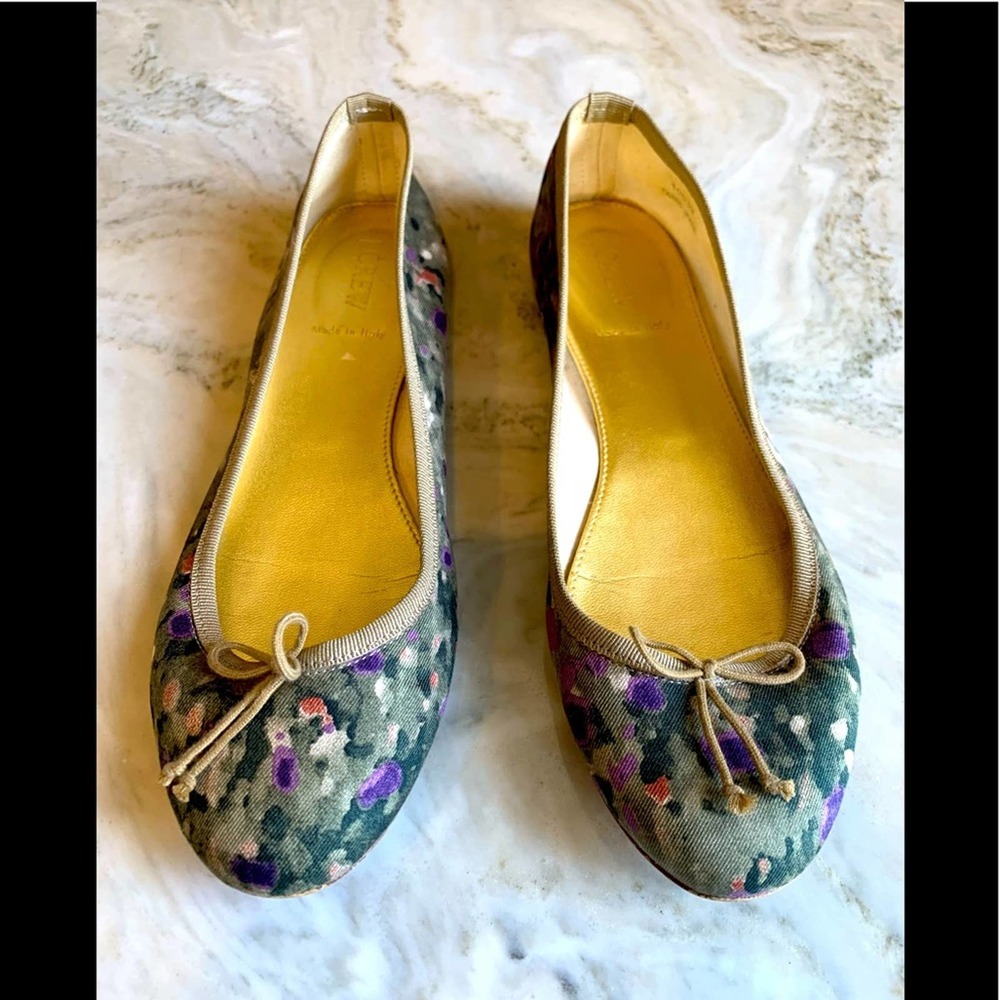 J. Crew Monet watercolor Italian fabric ballet flats 8